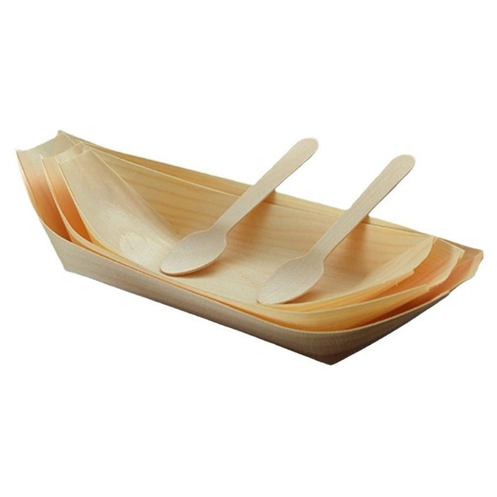 Food In Japanese Snacks - 50 STKS Multi-size Wegwerp Houten Bootvormige