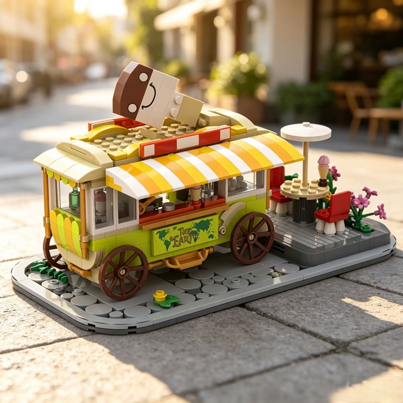 Xmas Food Snacks - Retro Dessert Food Cart Modulaire Straatsnackwinkel