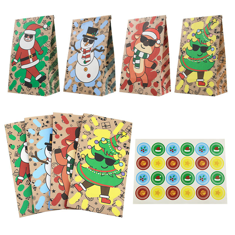 Xmas Food Snacks - Kerst Papieren Zakken 24 Stuks Nieuwe